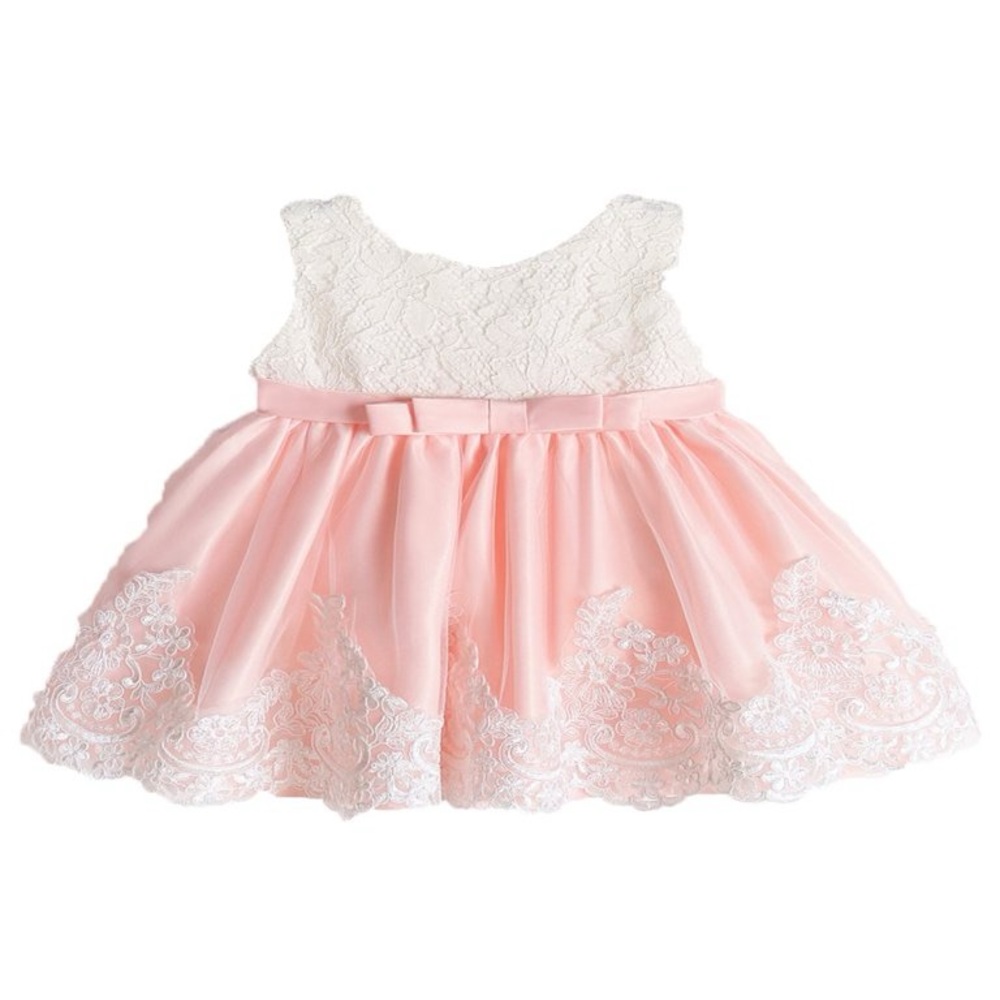 Elegant Pink and White Lace Kids Dress